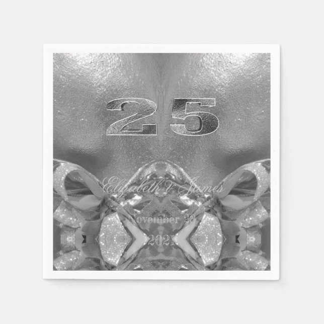 25. Jubiläum 25 Jahre Jubilee Chic Silver Gray Serviette (Vorderseite)