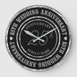 25. Jubiläum Diamantentext Große Wanduhr