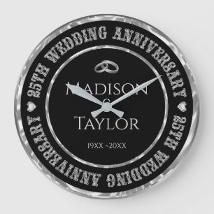 25. Jubiläum Diamonds Text Large Clock Große Wanduhr