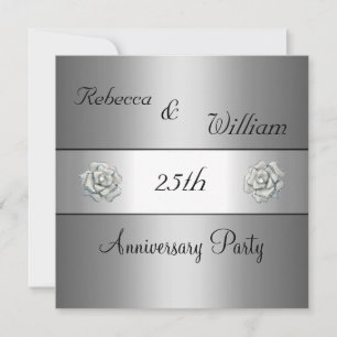 25. Jubiläum Elegante Silberne Rose Party Einladung