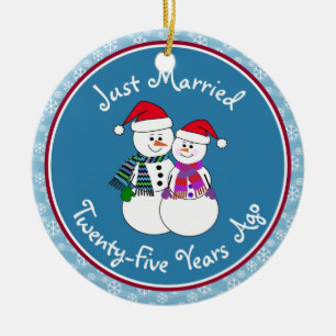 25. Jubiläum Geschenk Spaß Schnee Couple Weihnacht Keramik Ornament