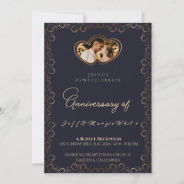 25. Jubiläum Golden Ribboned Frame Liebe Einladung