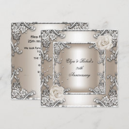 25. Jubiläum Hochzeit Creme Rose Silver Party Einladung