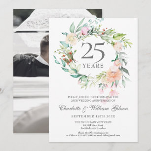 25. Jubiläum Hochzeit Foto Rose Garland Einladung