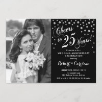 25. Jubiläum mit Foto - Silberschwarz