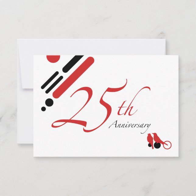 25. Jubiläum (Mod-Vögel) Einladung (Vorderseite)