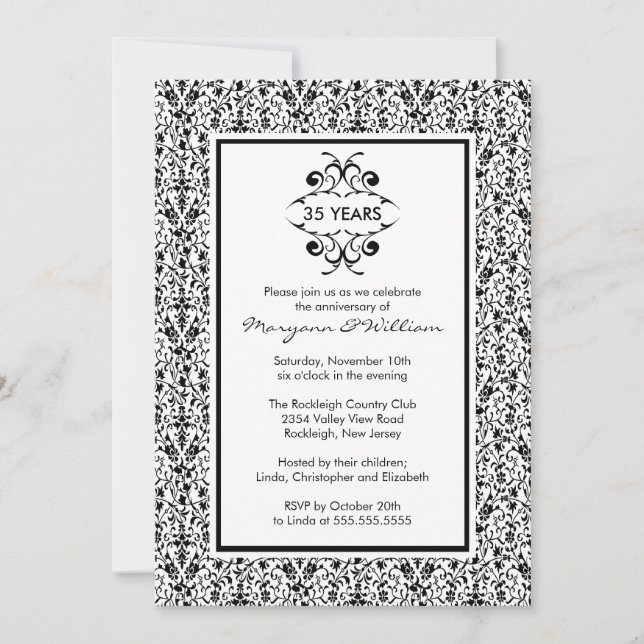 25. Jubiläum Party Einladung Schwarz & Weiß (Vorderseite)