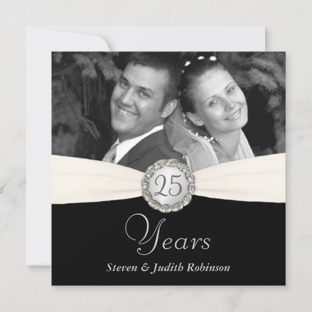 25. Jubiläum Party - Imitate Pocket Style - SQUARE Einladung (Vorderseite)