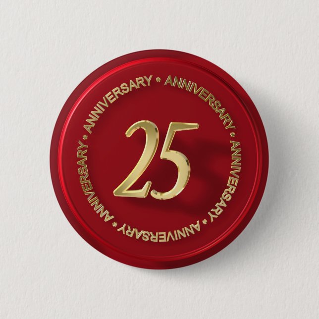 25. Jubiläum Rotes Wachs Siegel Button (Vorderseite)