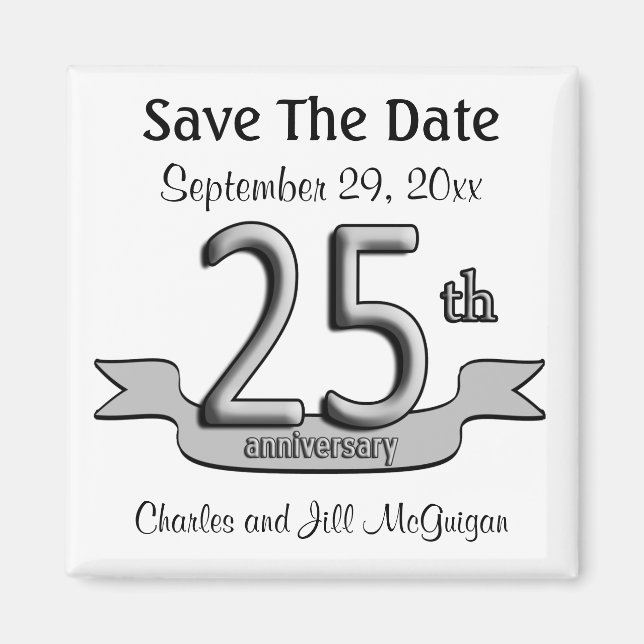 25. Jubiläum Save the Date Gastgeschenke Magnet (Vorne)