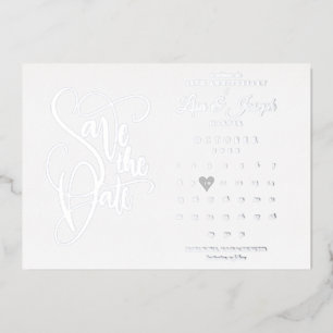25. Jubiläum Save-the-Date-Kalender Silber Folieneinladung
