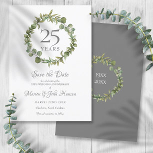 25. Jubiläum Save-the-Date-Karte mit Grün-Gewinde Einladung