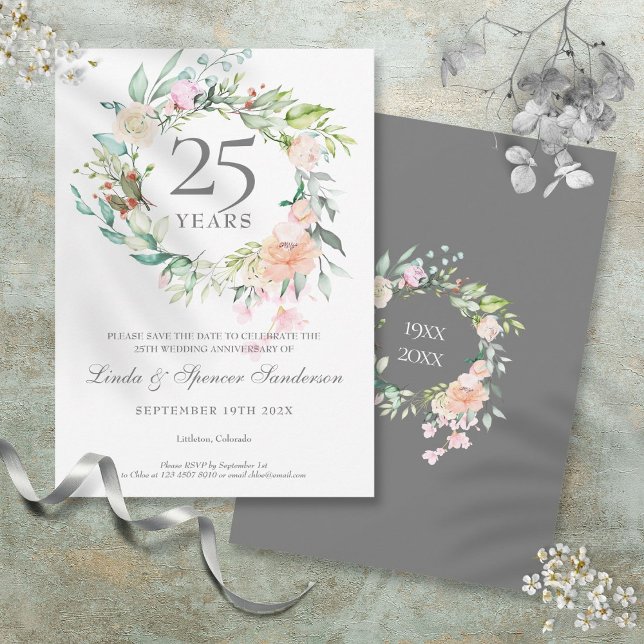 25. Jubiläum Save the Date Rose Garland (25th Anniversary Save the Date Roses Garland)