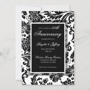 25. Jubiläum Schwarz-Weiß-Damast-Brauch Einladung