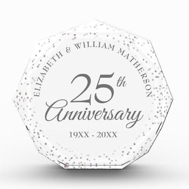 25. Jubiläum Silber Stardust Konfetti Fotoblock (Vorderseite)