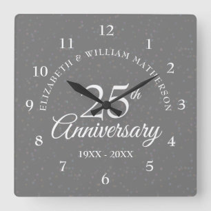 25. Jubiläum Silber Stardust Quadratische Wanduhr