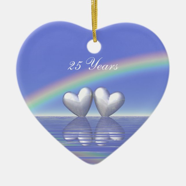 25. Jubiläum Silberherzen Keramik Ornament (Vorne)