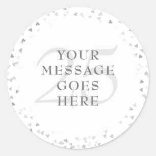 25. Jubiläum Silberherzen Runder Aufkleber