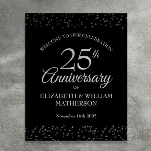 25. Jubiläum Silver and Black Welcome Sign Poster