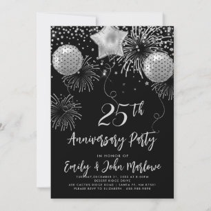 25. Jubiläum Silver Glitzer Confetti Einladung