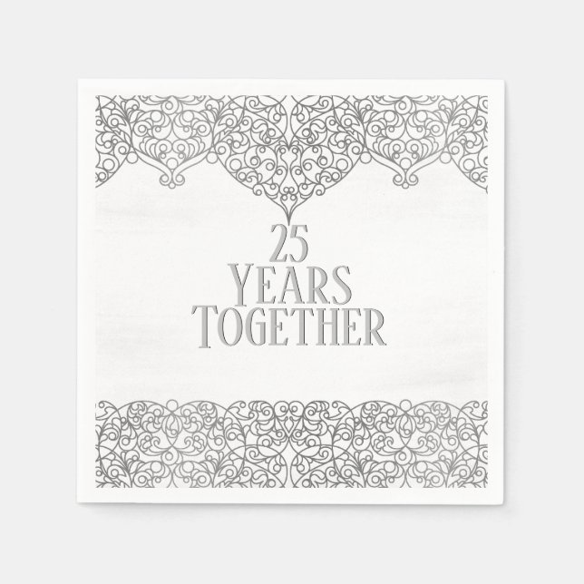 25. Jubiläum Silver Lace on White Serviette (Vorderseite)