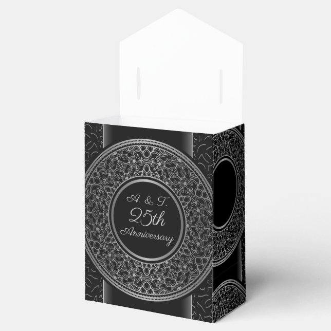 25. Jubiläum Silver Medallion Zelt Gunst Box Geschenkschachtel (Geöffnet)