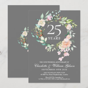 25. Jubiläum Silver Rose Garland Flora Einladung