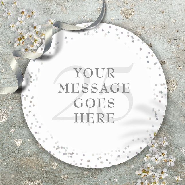 25. Jubiläum Silver Stardust Runder Aufkleber (25th Anniversary Silver Stardust Classic Round Sticker)