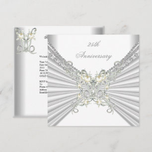 25. Jubiläum Weiße Silber Perle Jewel 2 Einladung