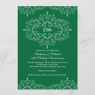 25. Jubiläums-Damaskus-Einladung Grün Weiß Einladung