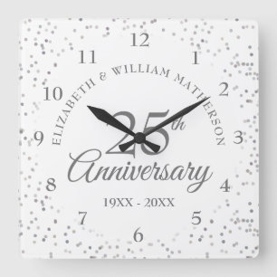 25. Jubiläums-Silber-Staub Quadratische Wanduhr