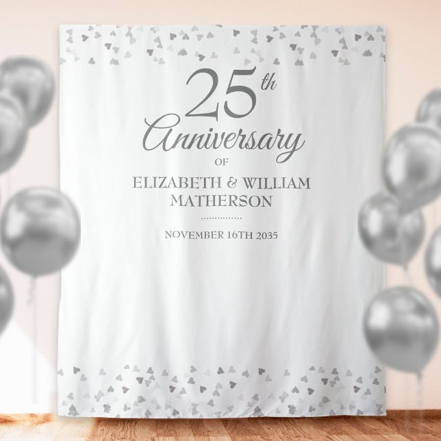 25. Jubiläums-Silberherz-Fotobooth-Hintergrund Wandteppich (Von Creator hochgeladen)