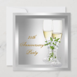 25. Jubiläumsfeier Gold Silber Floral Einladung