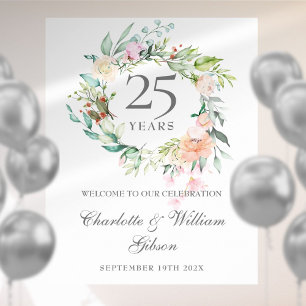 25. Jubiläumsrosen Blumengrußschild Poster