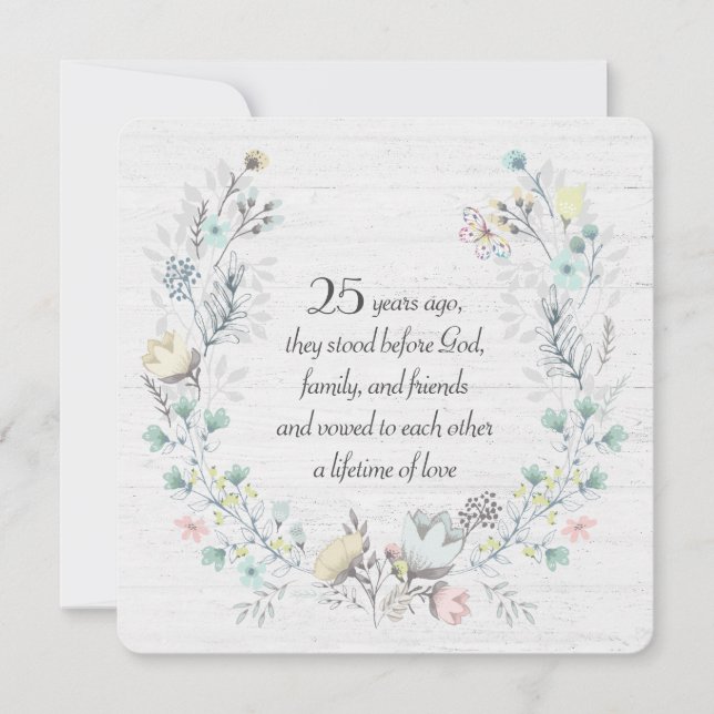 25. Jubiläumsschaden auf Holz Einladung (Vorderseite)