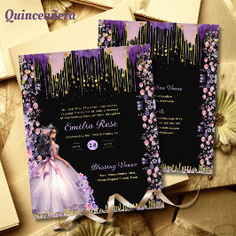 25 Lila Goldsparkle Quinceanera Dress Floral Flyer