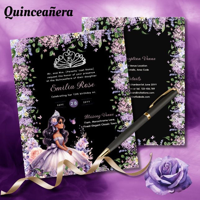 25 Lila Lilac Quinceanera Kleid Floral Wisteria Flyer (Von Creator hochgeladen)