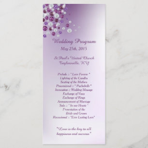 25 Lila White Diamond Hochzeitsprogramme Programm