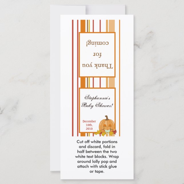 25 Lollipop Topper Herbst Pumpkin Baby (Vorderseite)