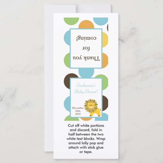 25 Lollipop Topper Jungle King Lion Safari Zoo (Vorderseite)