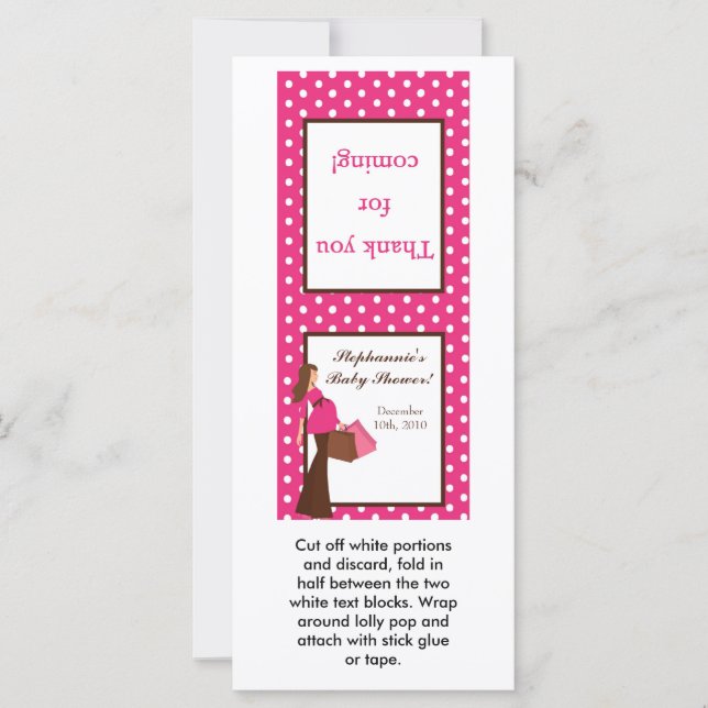 25 Lollipop Topper Pink Mod Mama Polka Dots (Vorderseite)