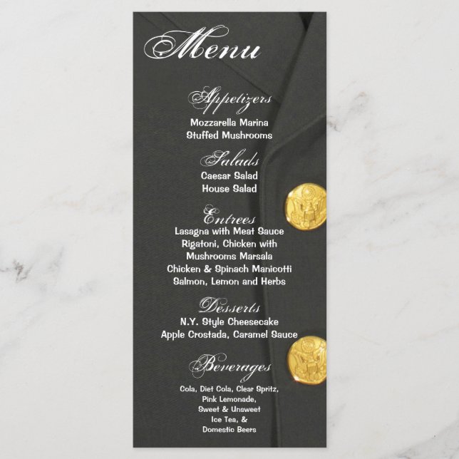 25 Menu Cards ARMY DRESS GRÜNTÖNE UNIFORM Menükarte (Vorderseite)