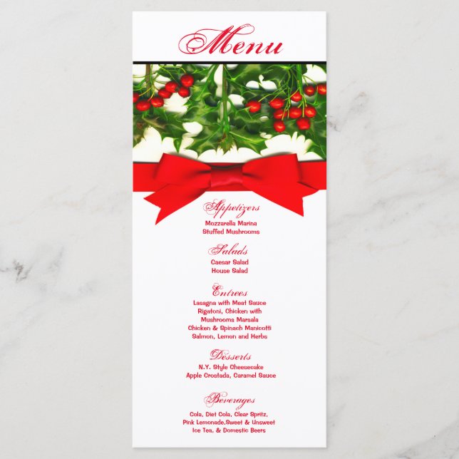 25 Menu Cards Baughs Holly Berry Christmas Bales Menükarte (Vorderseite)