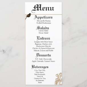 25 Menu Cards Formal Love Birds Pigeon Fällig Menükarte