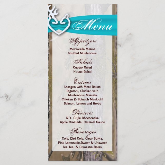 25 Menü Cards Jagd Hirsch Doe Buck Camouflage Menükarte (Vorderseite)