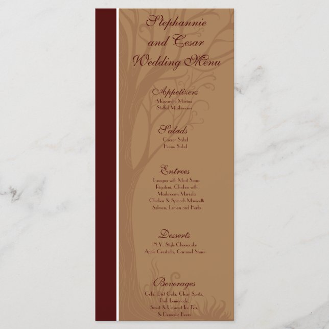 25 Menu Cards Liebe Herbstbaum Menükarte (Vorderseite)