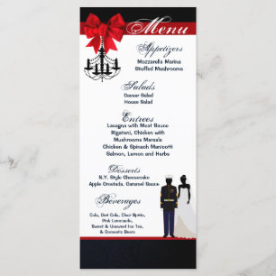 25 Menu Cards Marine Uniform Groom Bride Dress Blu Menükarte