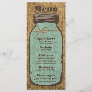 25 Menu Cards Mason Jar Burlap Country Rustic Pota Menükarte
