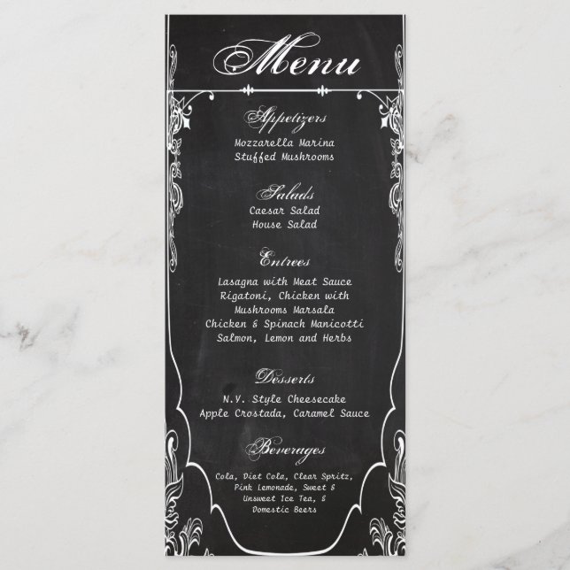 25 Menu Cards Moderne Chalkboard Vintag Viktoriani Menükarte (Vorderseite)