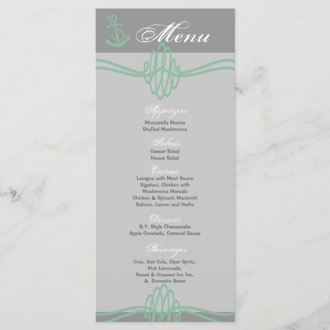 25 Menu Cards Nautical Knot Anchor Tiff Blue Threa Menükarte (Vorderseite)